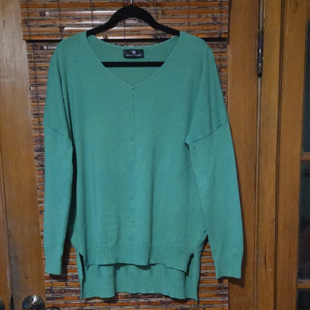 Ulla Popken Soft Green V-Neck Sweater